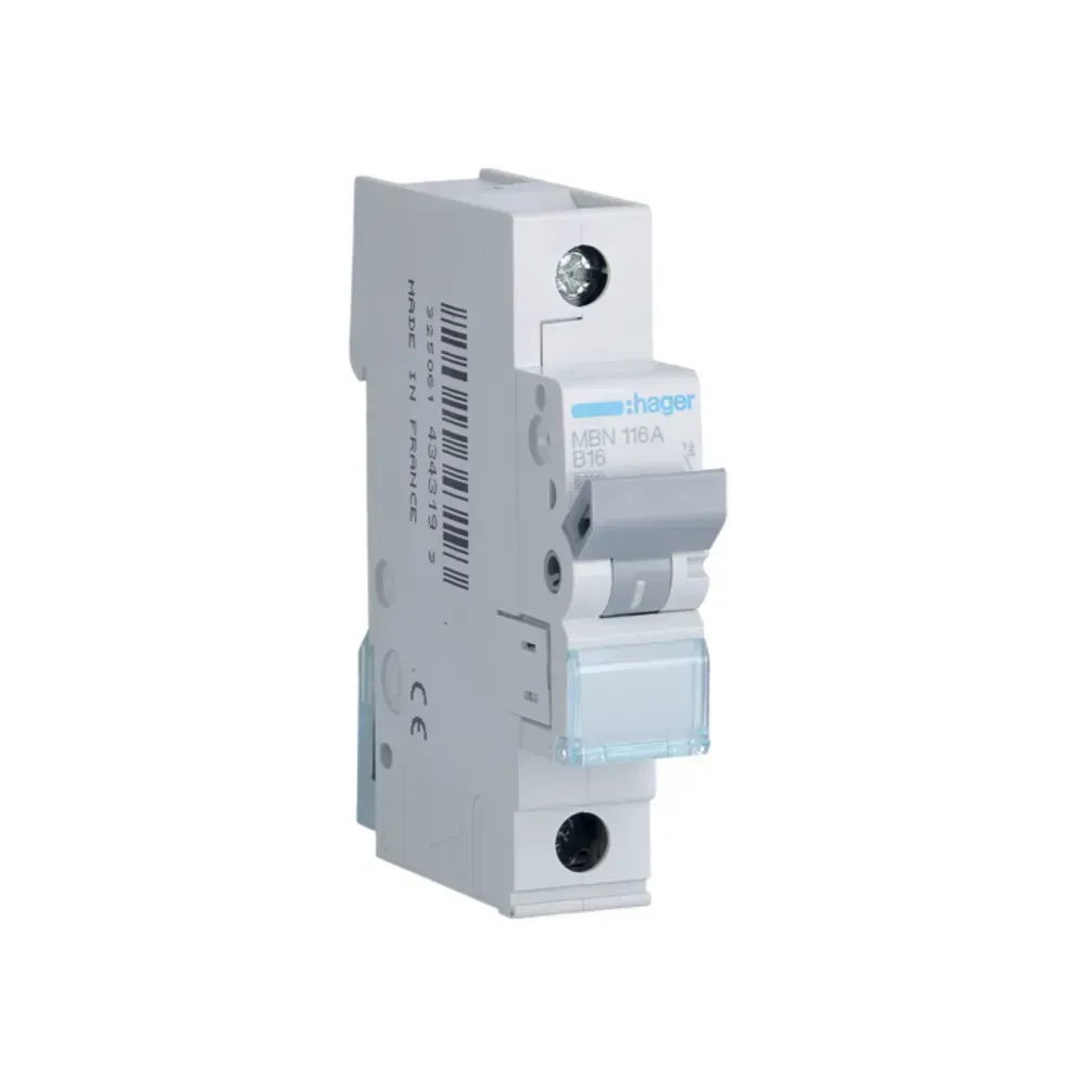 Hager Miniature Circuit Breaker (MCB) - 16A Single Pole - Image 1